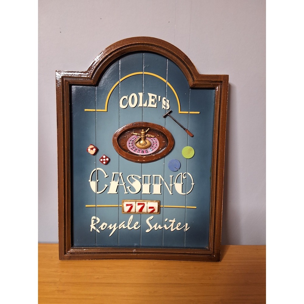 Vintage‎ 3D Cole's Casino Royal Suites Wooden Plaque. 16"× 12"